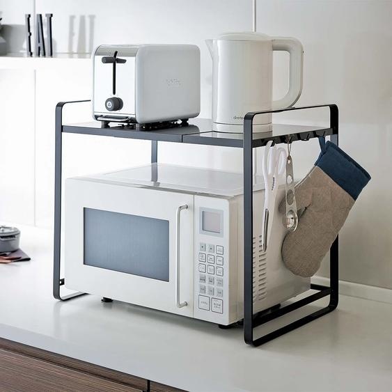 Yamazaki Étagère de cuisine Étagère sur pied Plan de travail noir Métal extensible 47x50x35cm TOWER