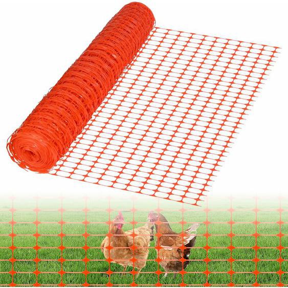 YARDIN Clôture de Clôture de Protection en Plastique, Clôture Mobile, Filet de Délimitation Flexible pour Poules, 1 rouleau de 1 x 30 m Orange