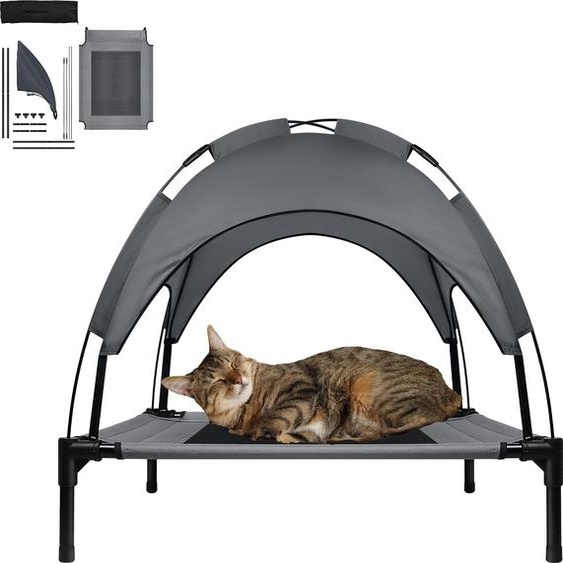 YARDIN Lit pour animaux domestiques avec baldaquin, Lit surélevé pour chien, Lit pour chien de jardin avec toit, Couchage pour animaux domestiques à lextérieur, Niche pour chiens Lit pour chats avec voile pare-soleil, Couchage pour chiens Tissu taffetas