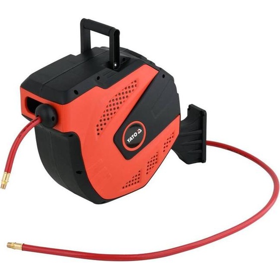 YATO Enrouleur de tuyau 10m, diamètre 8mm pour air comprimé, tambour auto-rétractable