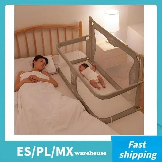YBYMBI Lit de bébé pliable à double usage, confortable, lit de couchage pour nourrissons, garde-corps, Protection de sécurité, facile à installer, berceau de chevet