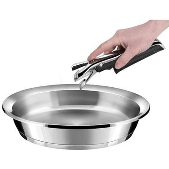 Ycône - Poêle 24 cm inox finition miroir avec poignée amovible