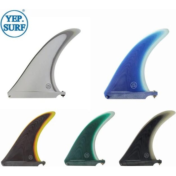 Yep.Surf Fins de Surf Longboard en fiber de verre, 7/8/9/10/25/11 pouces, simples, blanches/bleues/noires/brunes/vertes