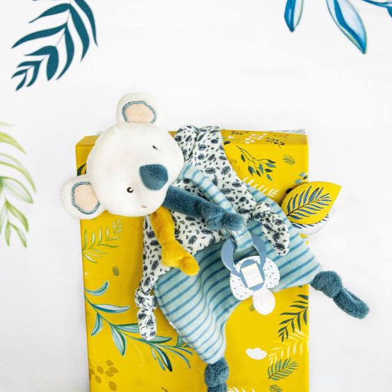 Yoca le koala doudou attache-sucette - DOUDOU ET COMPAGNIE bleu