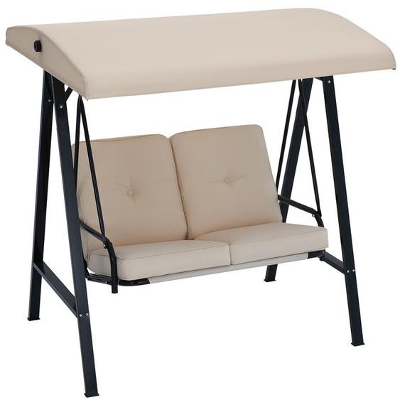 YODOLLA Balancelle de Jardin 2 Places avec Auvant Réglable et Coussins Amovible - 143 x 95 x 153 CM - Beige