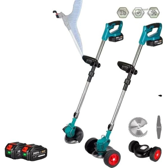 Yofidra Tondeuse à gazon électrique, design sans fil, poignée pliable, 2 batteries EU Plug, EU