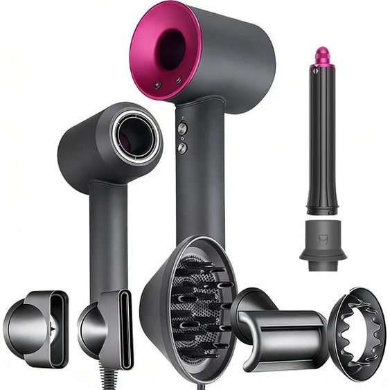 YOOSilk Sèche-cheveux professionnel 6 en 1, 110000 tr/min, haute vitesse, ions négatifs, avec boucleurs à air comprimé de 30 mm, outil de coiffure de salon