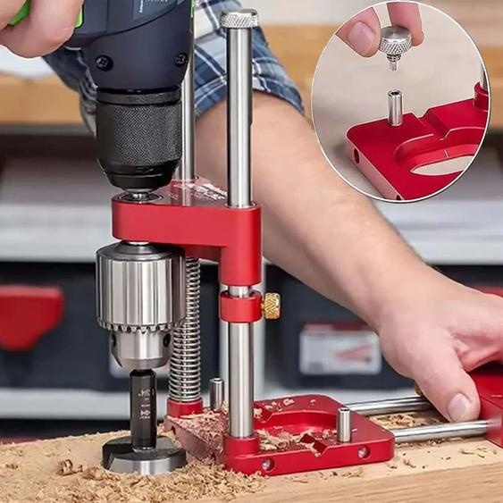 Youool Localisateur de perceuse à bois, gabarit de perçage Portable, Guide de perçage précis, positionneur de poinçon, outil de travail du bois en acier pour charpentier