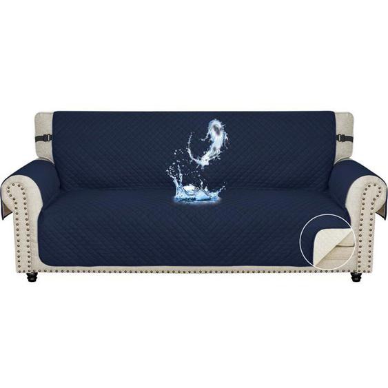 Ystyle Housse Canapé 3 Places, Impermeable Housse de Canapé avec Accoudoirs, Universelle Protege Canape, Bleu Foncé