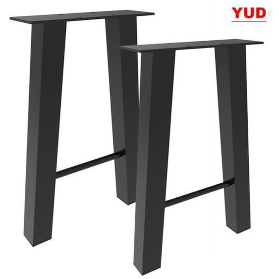 YUD Lot de 2 Pieds de Table Métal Industriel en acier (noir)