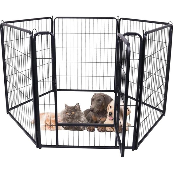 YUENFONG 6-PLG Parc pour chiots Enclos pliable Parc pour animaux 80cm de haut, verrouillage automatique, parc pour chiots avec porte pour chiens, lapins, petits animaux, chat