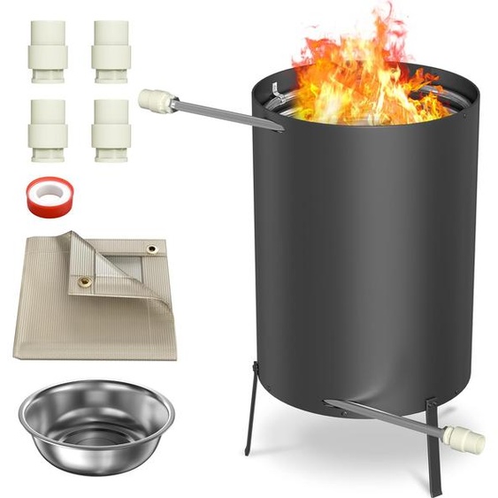 YUENFONG Chauffage au bois pour piscine 1 kit Chauffage pour piscine avec poêle à bois Baril à bois en acier inoxydable Chauffage pour piscine Chauffages pour piscines Bain nordique Jacuzzi Raccords 32/38 mm, noir