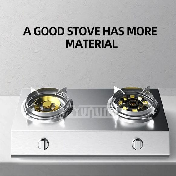 YunlinLi Table De cuisson De bureau cuisine Double cuisinière à gaz ménage Kompor gaz acier inoxydable cuisinière à gaz GPL Fogones De gaz Para Cocina