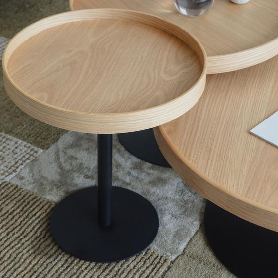 Yuri - Table dappoint ronde en bois et métal ø45cm - Couleur - Bois clair