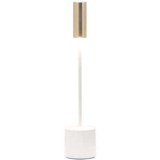 Zafferano - Lampe De Table Tactile Led Rechargeable Carolina À Intensité Variable - Blanc Brillant Et Laiton Brossé