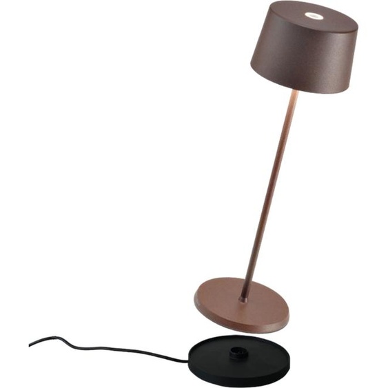 Zafferano Olivia Pro Lampe de table - Lampe dextérieur à LED rechargeable - 35,5 cm - Marron