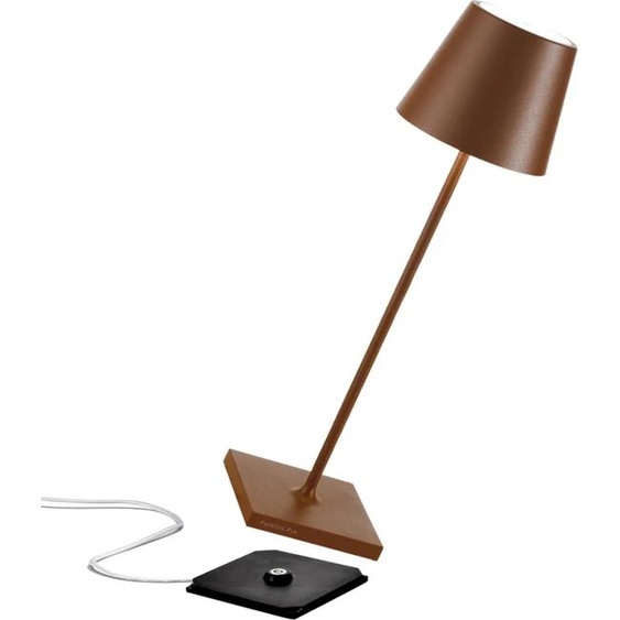 Lampe LED Poldina Pro Corten rechargeable IP65 usage extérieur, dimmable avec autonomie jusquà 12 heures