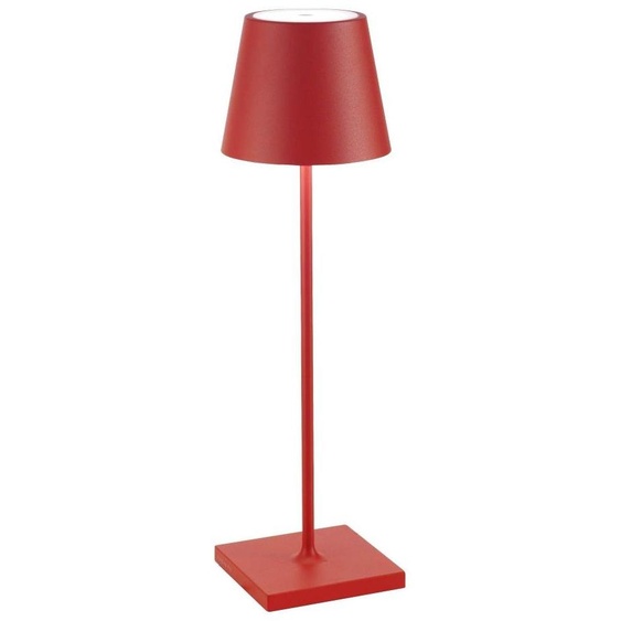 Zafferano Poldina Pro Lampe De Table Led Rechargeable Sans Fil Avec Variateur 2700K-3000K Ip65 Intérieur/Extérieur H.38Cm - Rouge