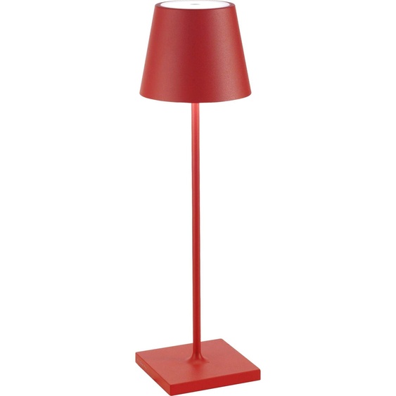 Zafferano Poldina Pro Lampe de table LED rechargeable sans fil avec variateur tactile 2700K-3000K IP65 Intérieur/Extérieur h.38cm - Rouge