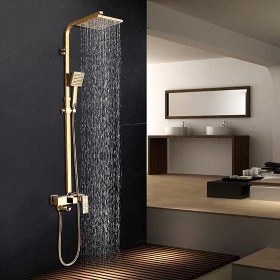 Zamery - Colonne de douche dore réglable en hauteur,Système de douche en laiton 3 modes de douche ,Ensemble de Douche Mural avec Tête de douche