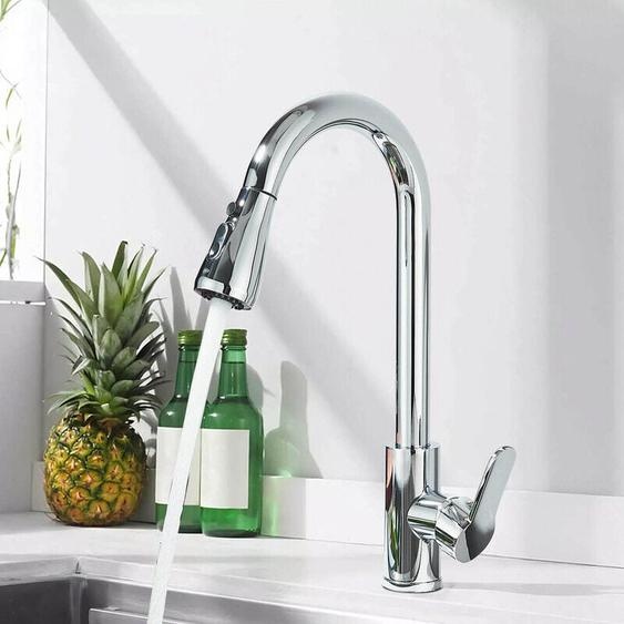 Zamery - Mitigeur de Cuisine en Acier Inox Robinet Cuisine avec Douchette Extractible Rotatif à 360°avec 2 Modes de Pulvérisation Monocommande