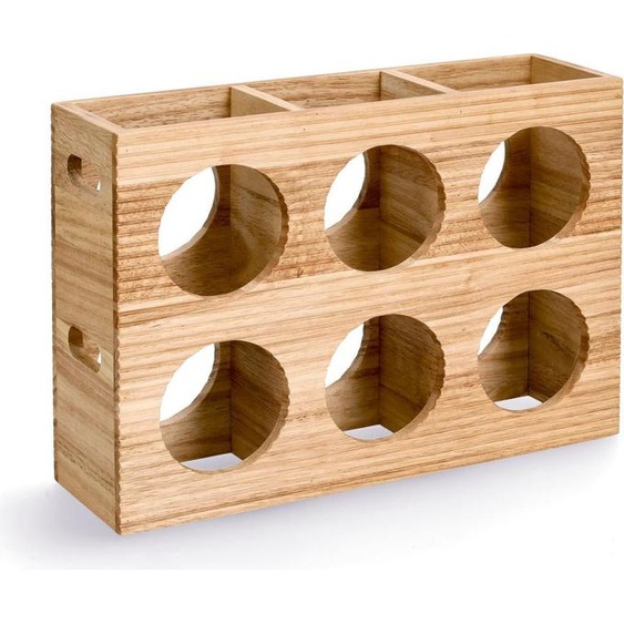 ZELLER 25664 Casier à vin STRIPES pour 6 bouteilles, arbre à caoutchouc, 38 x 11 x 27 cm / Système de rangement pour bouteilles de vin