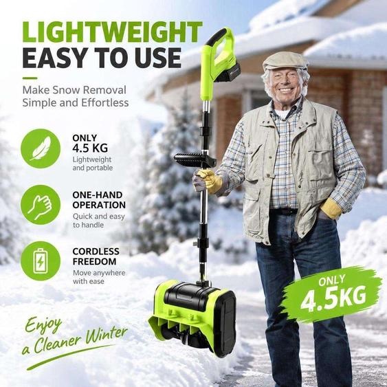 ZELURXX, déneigeuse électrique à batterie, 900 W, largeur de déneigement de 25 cm, portée déjection jusquà 8 mètres, poids de 4,5 kg, livrée avec 2 batteries, direction déjection réglable