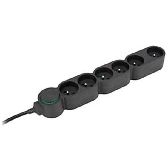 Zenitech Bloc multiprises 6 prises 16A - Câble 1,5 m - Noir