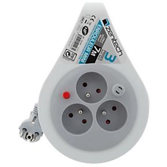 Zenitech Mini enrouleurs 3 prises 16A - Gris