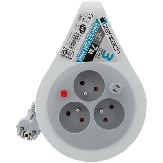 Zenitech Mini enrouleurs 3 prises 16A - Gris
