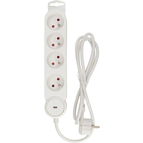 Zenitech Multiprise Bloc de 4 prises secteur en ligne IOTA - Avec interrupteur lumineux - Câble de 1,4 m - Blanche