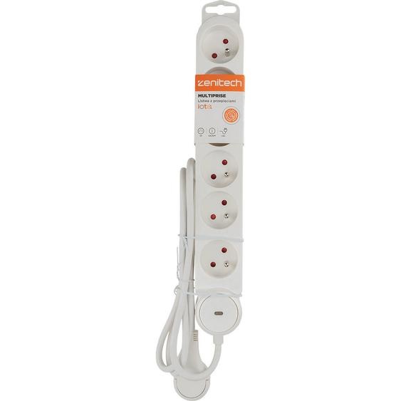 Zenitech Multiprise Bloc de 6 prises secteur en ligne IOTA - Avec interrupteur lumineux - Câble de 1,4 m - Blanche
