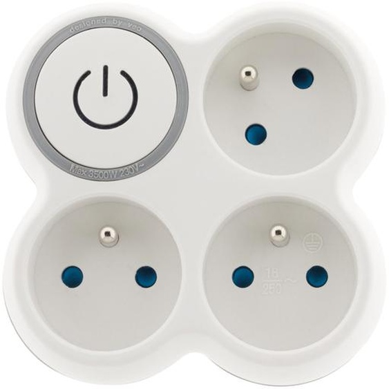 Zenitech Multiprise murale Bloc 3 prises secteur avec interrupteur BOLEA - Triplite 16A blanche