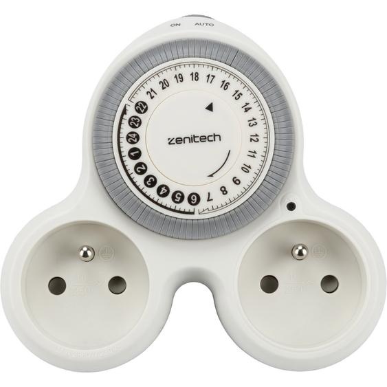 Zenitech Prise électrique biplite murale programmable Bolea - 16 A - Blanc