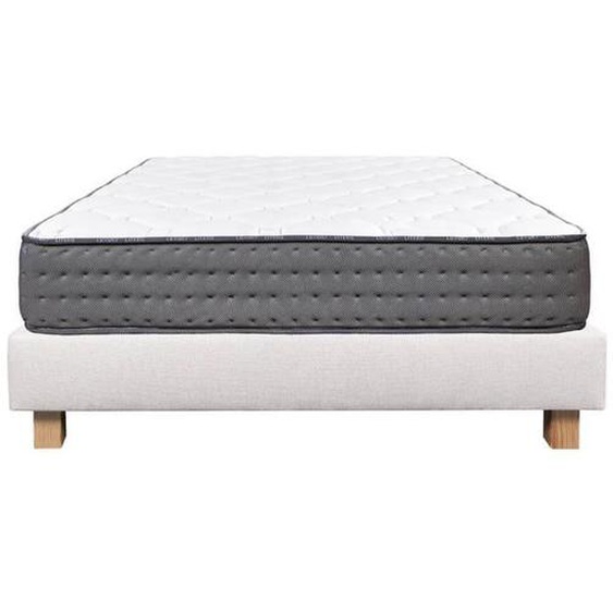 ZENITH - Ensemble Matelas Mousse Ep.20cm + Sommier Tapissier Beige 160x200 cm