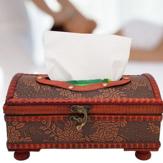 Zerodis Boîte à mouchoirs en bois Boîte de papier de soie rétro en bois belle mallette de rangement de electromenager massage