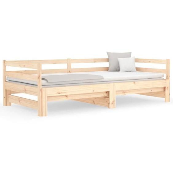 Lit de jour - ZERODIS - AB840141 - Bois de pin massif - 90x200 cm - 2 places - Design contemporain