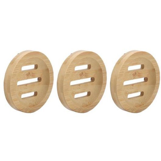 Zerodis Porte-savon rond en bambou Porte-savon en Bois, Porte-savon Rond 3 Pièces pour Salle de Bain, electromenager electrique