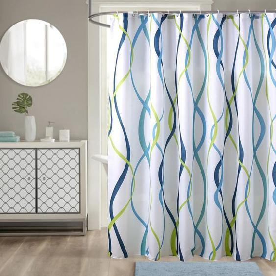 Rideau de douche - ZERONE - Modèle S - Polyester imperméable - Design contemporain - 180x180 cm