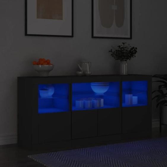 Buffet - V GEBY - Type2024087031 - Noir - Éclairage LED - 142,5x37x67 cm