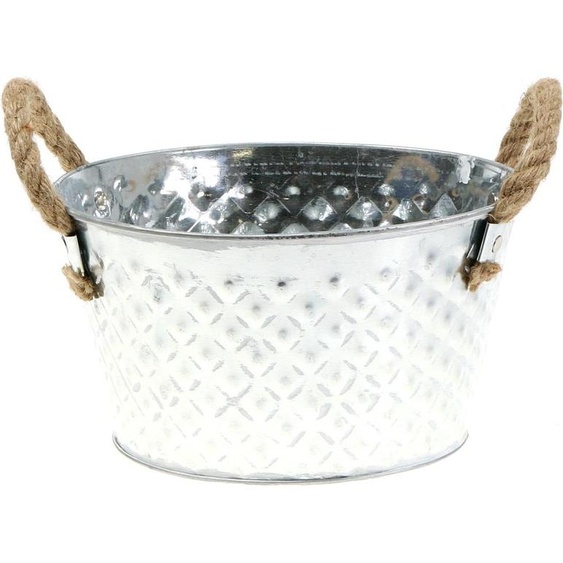 Zinc Coupelle décorative Vintage avec poignées en corde pour plantes et bougies