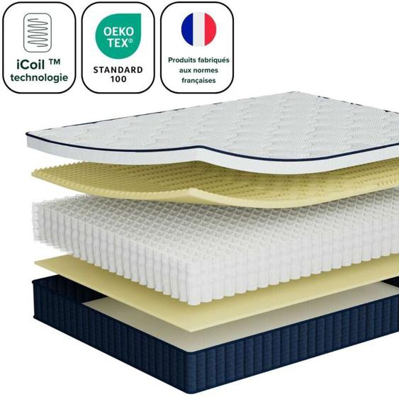 Zinus - Matelas 140x190 cm, Matelas à Ressorts Ensachés avec Mousse Confort, Matelas avec soutien Ergonomique, Épaisseur 25cm