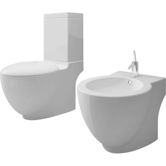 ZMH Ensemble toilettes & bidet Blanc Céramique