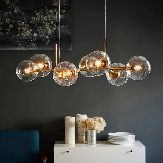 ZMH LED Lampe suspendue 8 flammes de table à manger Lampe suspendue avec boule de verre Lampe suspendue pour salle à manger salon chambre à coucher