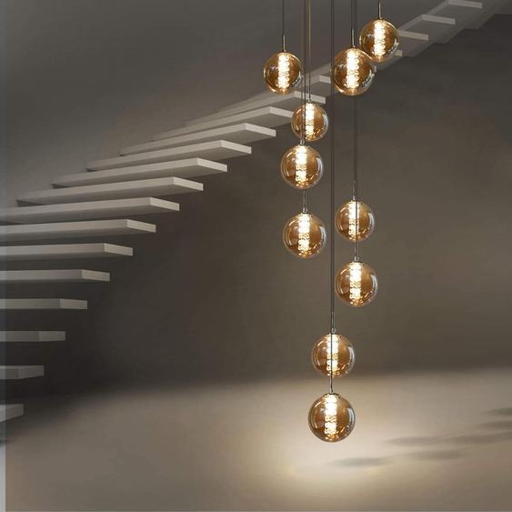 ZMH Suspension table de salle à manger 10 flammes ambre Lampe à suspension Hauteur réglable Lustre Verre pour salon chambre cuisine couloir