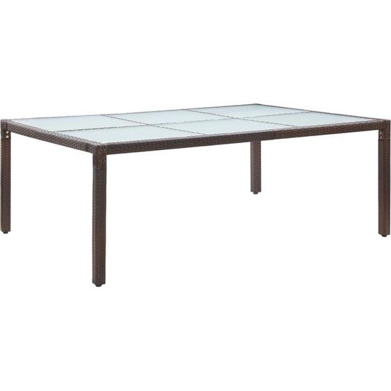 ZMH Table à manger de jardin brune 200x150x74 cm Poly rotin