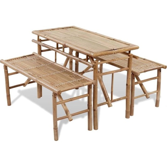 ZMH Table de bière avec 2 bancs 100 cm bambou