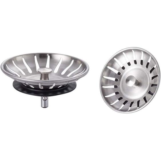 Bouchon Evier Cuisine Inox(Lot de 2) - Filtre Evier Cuisine Universel (Dia: 80MM), Bonde Evier avec 18 Fentes, Grille Evier Cuisine Antiblocage,