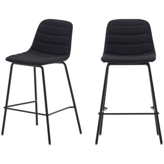 Zunilda - Lot de 2 chaises de bar en tissu et métal H65cm - Couleur - Noir