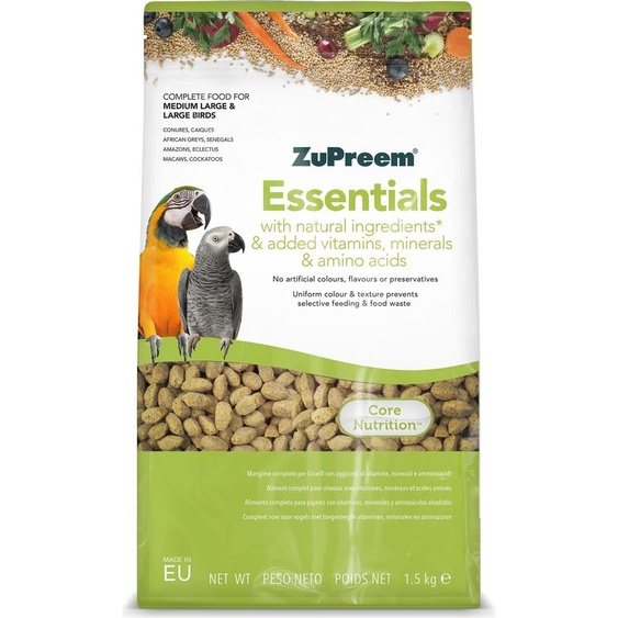 ZuPreem Essentials Aliment naturel pour perroquets de taille moyenne et grande – Aliment complet – 1,5 kg